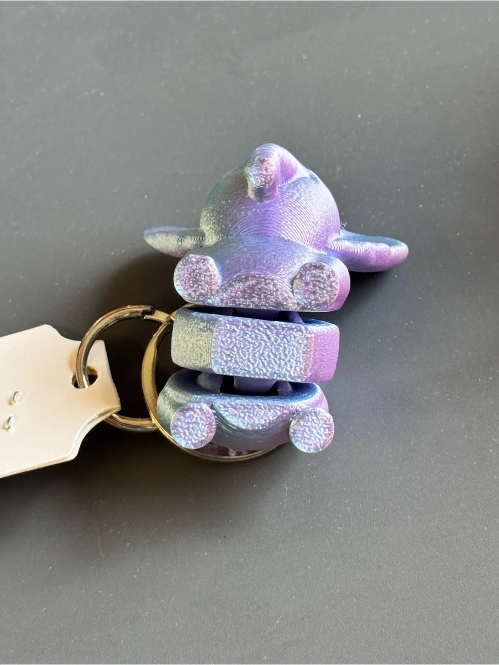 NWT 3D Printed Articulated Elephant Keychain Blue Purple Fidget Toy Bag Charm